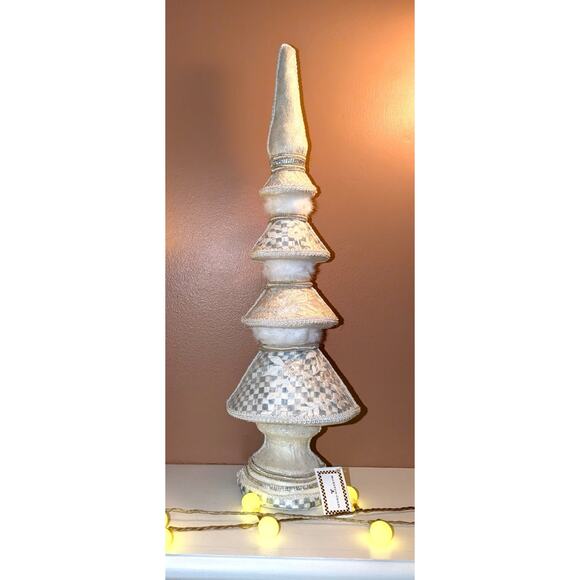 Mackenzie Childs Crystal Palace Sterling Check Stripe Tabletop Finial 19" - Picture 1 of 3